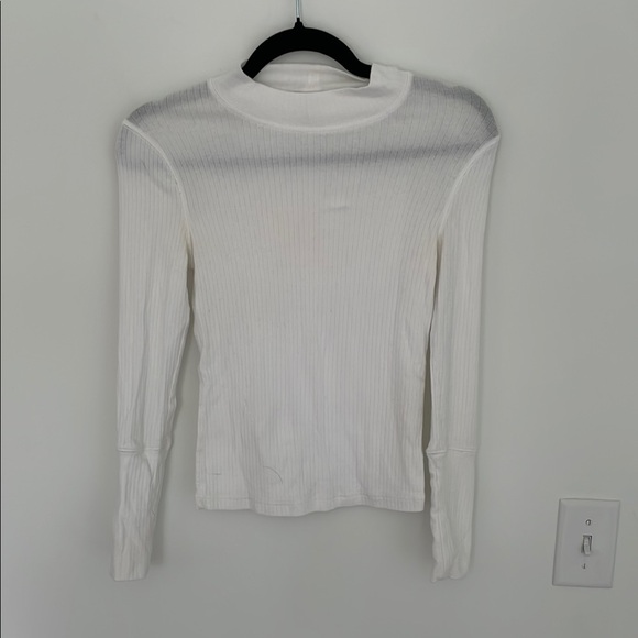 Intimately Free People White Fitted Ribbed Cotton Long Sleeve Top - Size S - Picture 2 of 5